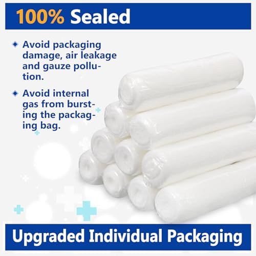 YesBes 24er Pack Mullbinden, 10 cm x 3,7 m, Premium Mullwickel für Wunden, Verbandsmull, einzeln verpackt