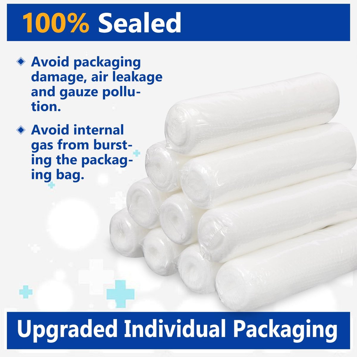 YesBes 24er Pack Mullbinden, 10 cm x 3,7 m, Premium Mullwickel für Wunden, Verbandsmull, einzeln verpackt