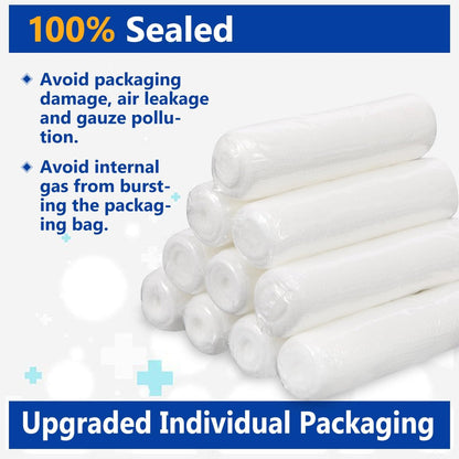 YesBes 24er Pack Mullbinden, 10 cm x 3,7 m, Premium Mullwickel für Wunden, Verbandsmull, einzeln verpackt