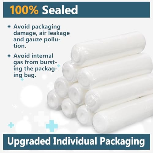 YesBes 32er-Pack Mullbinden, 10 cm x 3,7 m, Premium-Wundverband, einzeln verpackt