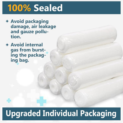YesBes 32er-Pack Mullbinden, 10 cm x 3,7 m, Premium-Wundverband, einzeln verpackt