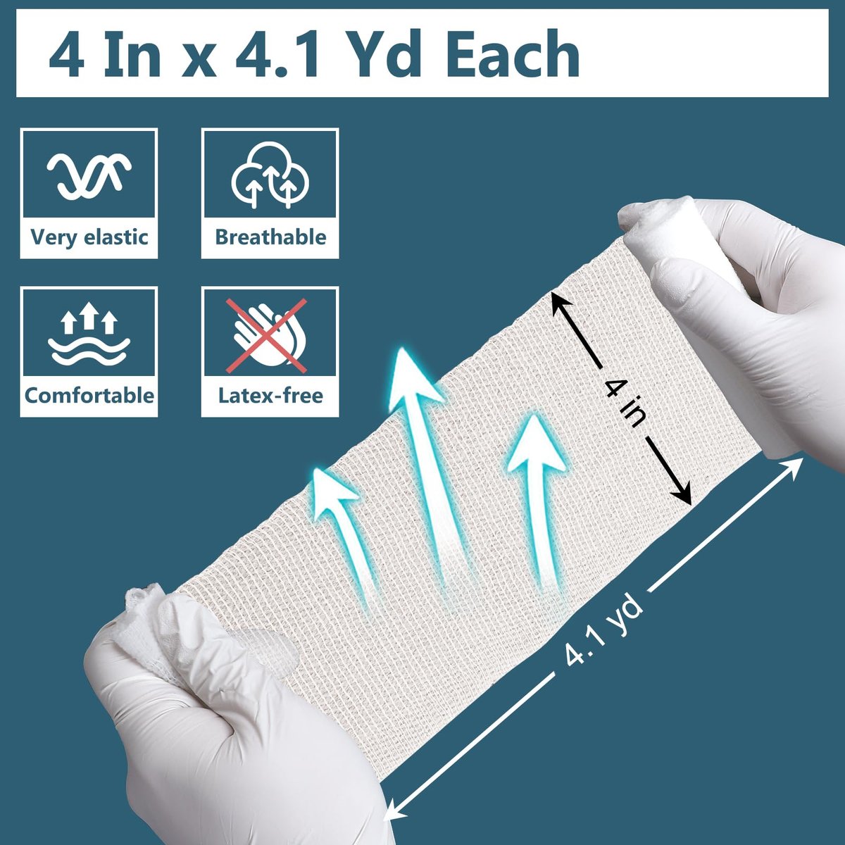 YesBes 32er-Pack Mullbinden, 10 cm x 3,7 m, Premium-Wundverband, einzeln verpackt