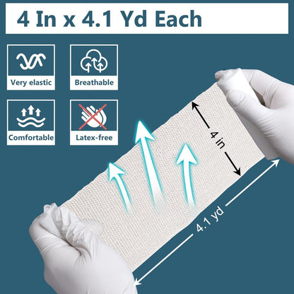 YesBes 32er-Pack Mullbinden, 10 cm x 3,7 m, Premium-Wundverband, einzeln verpackt