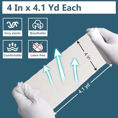 YesBes 32er-Pack Mullbinden, 10 cm x 3,7 m, Premium-Wundverband, einzeln verpackt