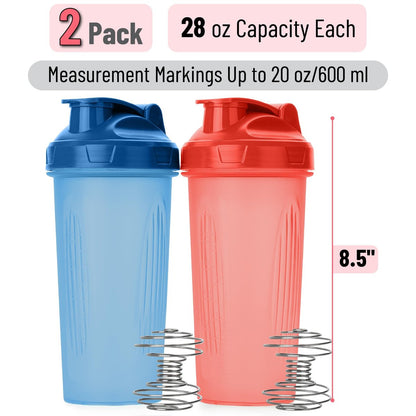 Mr. Pen Protein-Shaker-Flaschen, 2er-Pack, 28 oz, Auslaufsicherer Deckel mit Klappverschluss, Drahtkugel für klumpenfreies Mixen, Ideal für Proteinshakes, Smoothies und Nahrungsergänzungsmittel