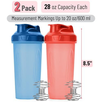 Mr. Pen Protein-Shaker-Flaschen, 2er-Pack, 28 oz, Auslaufsicherer Deckel mit Klappverschluss, Drahtkugel für klumpenfreies Mixen, Ideal für Proteinshakes, Smoothies und Nahrungsergänzungsmittel