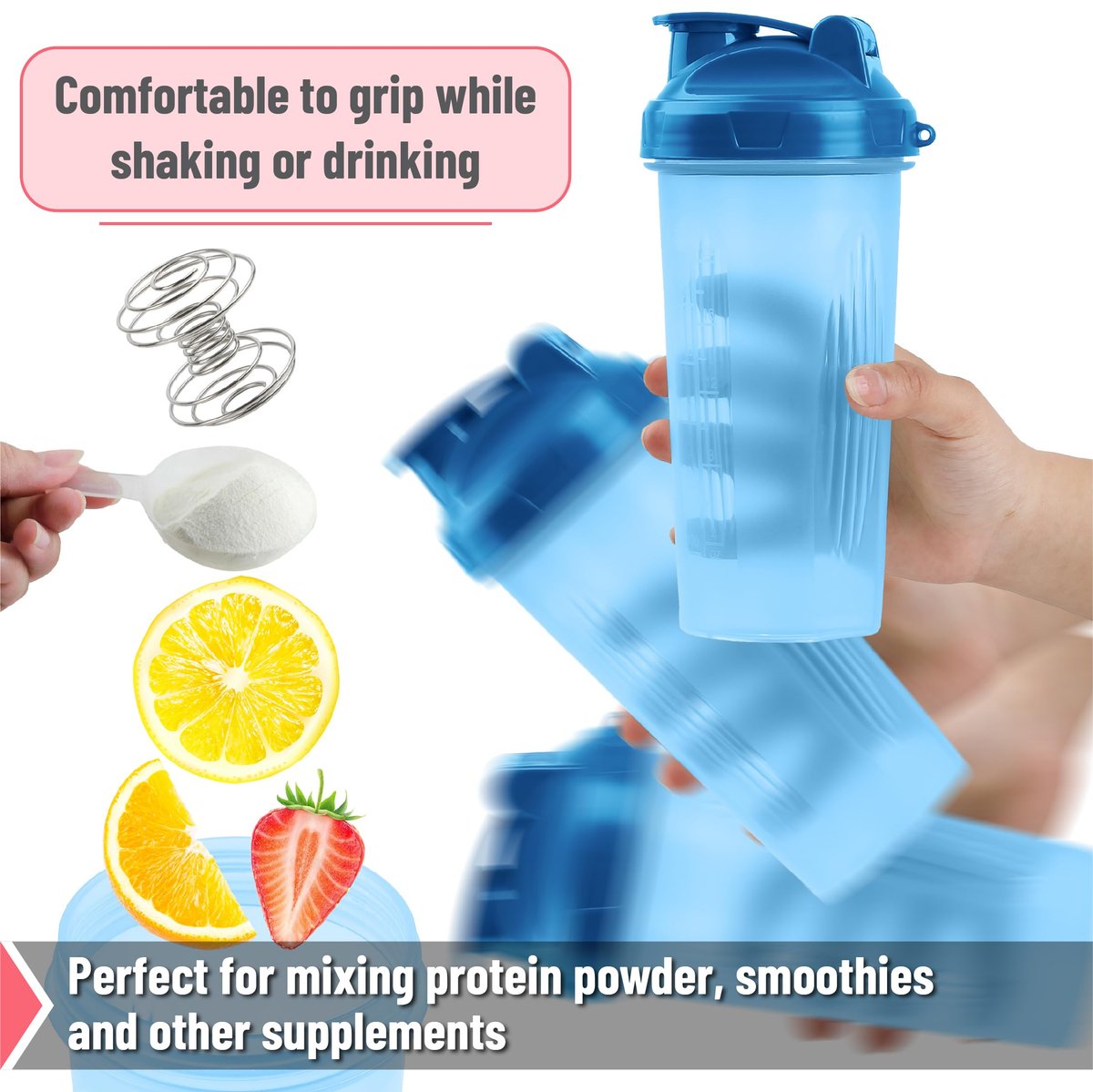 Mr. Pen Protein-Shaker-Flaschen, 2er-Pack, 28 oz, Auslaufsicherer Deckel mit Klappverschluss, Drahtkugel für klumpenfreies Mixen, Ideal für Proteinshakes, Smoothies und Nahrungsergänzungsmittel