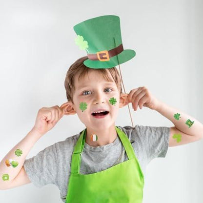 jejucy St. Patrick's Day Tattoos – 16 Einzigartige Temporäre Tattoos für St. Patrick's Day, Irische Tattoos, Shamrock, Gnome, Hüte & Gesichtsaufkleber
