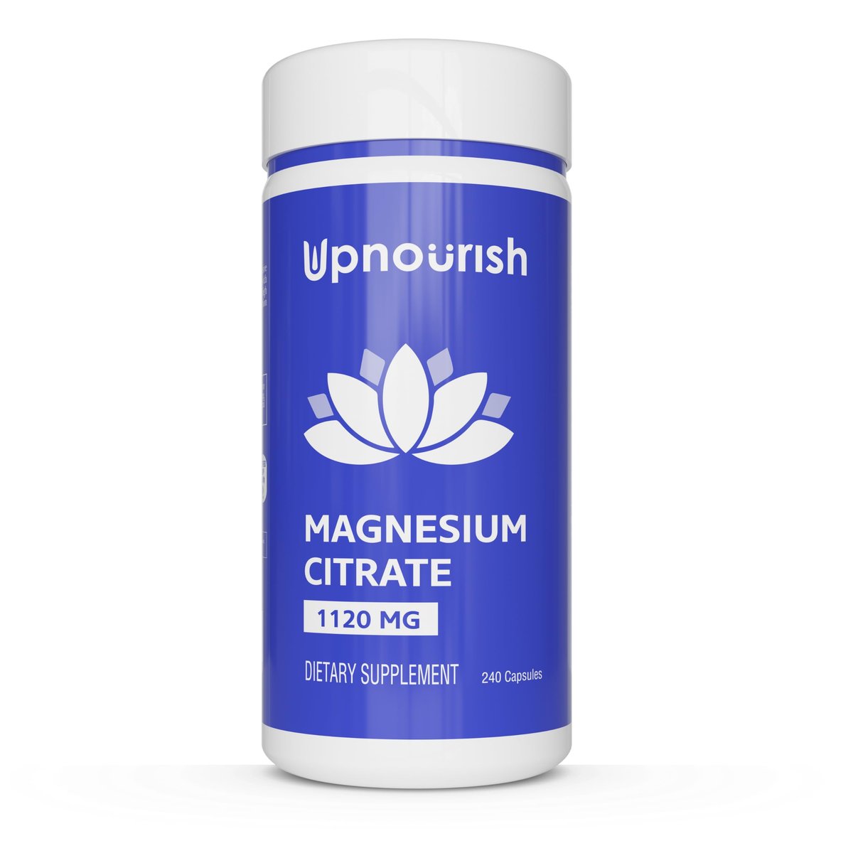 UpNourish Reines Magnesiumcitrat 1120mg, 240 Kapseln – Hochdosiertes Magnesium für Frauen & Männer – Natürliche Entspannung, Muskelkrämpfe & Verdauung