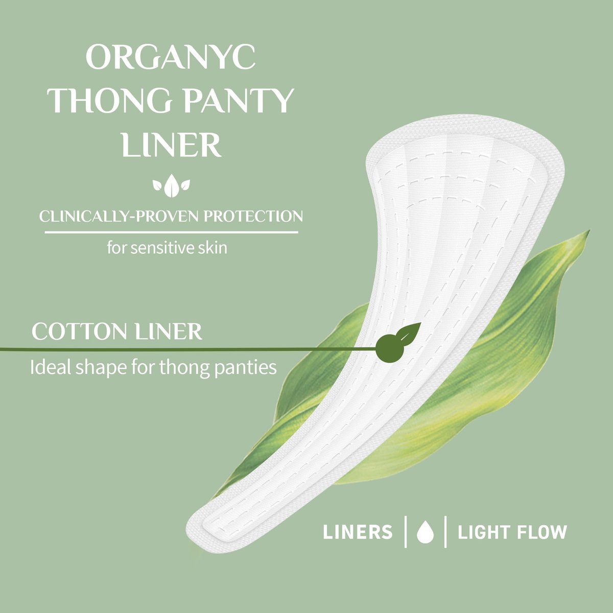 Organyc 100% Bio-Baumwolle Tanga Slipeinlagen, hautfreundlich, ultradünn, 24 Stück