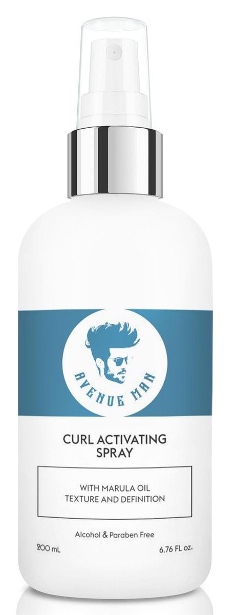 Avenue Man Curl Activating Spray – Frizz-Kontroll-Spray für definierte, unwiderstehliche Locken – Leave-In Conditioner mit Marula-Öl, 250 ml