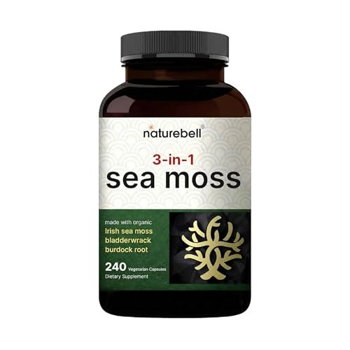 NatureBell 3-in-1 Sea Moss Komplex – 240 vegane Kapseln mit Bio-Bladderwrack & Bio-Klettenwurzel – Unterstützt Verdauung, Vitalität & Immunsystem*