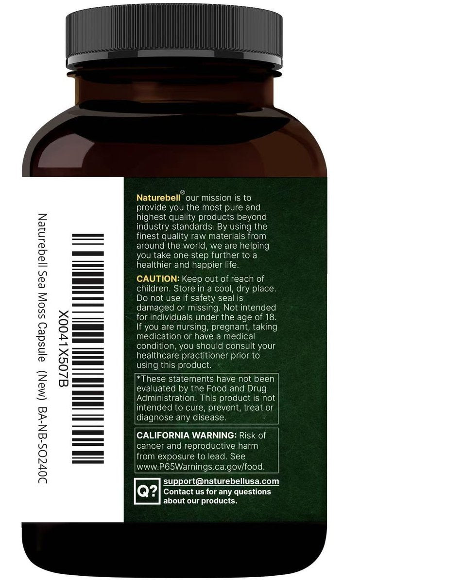 NatureBell 3-in-1 Sea Moss Komplex – 240 vegane Kapseln mit Bio-Bladderwrack & Bio-Klettenwurzel – Unterstützt Verdauung, Vitalität & Immunsystem*