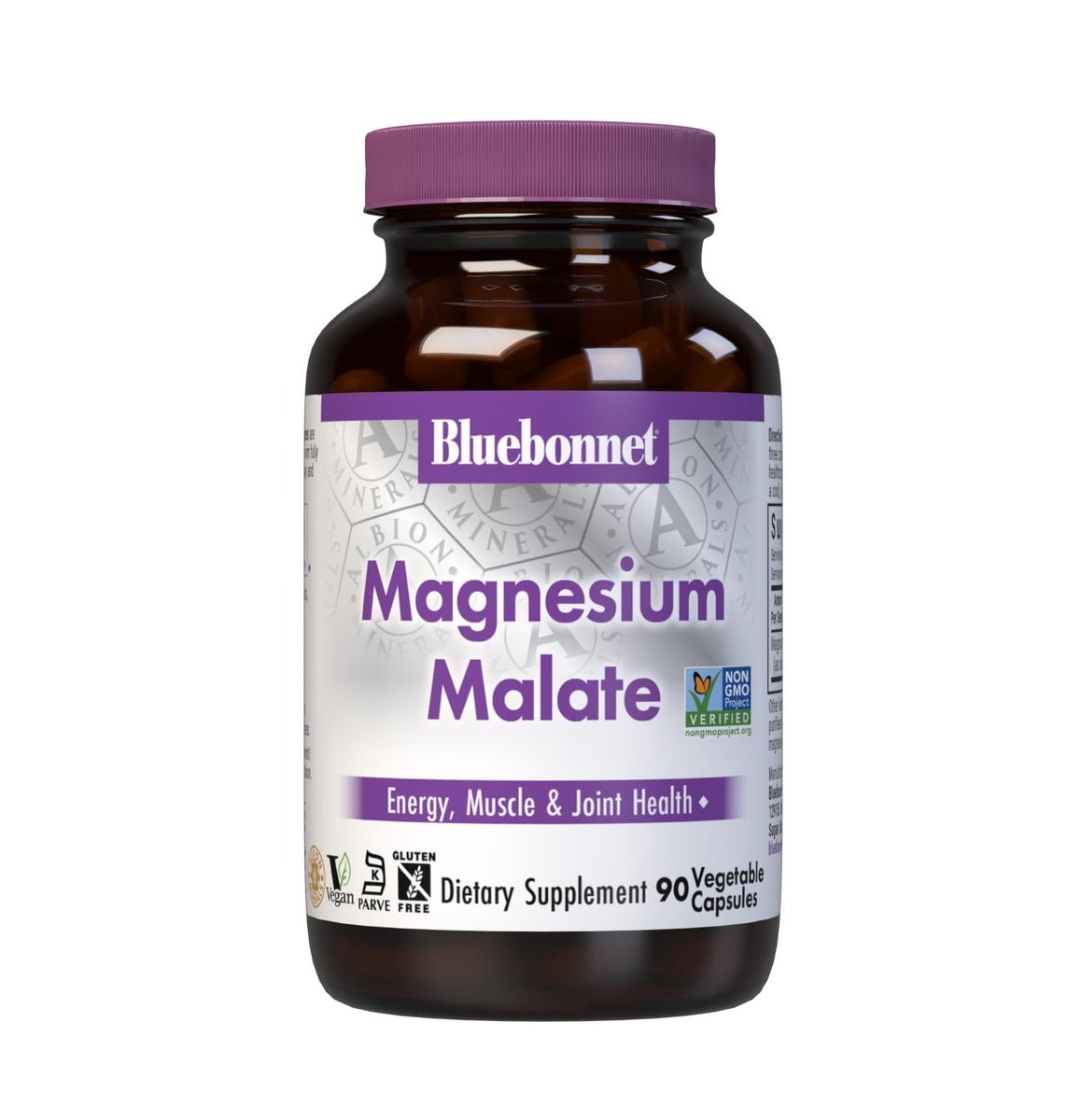 Bluebonnet Nutrition Magnesium Malat Kapseln – Unterstützt Energie, Muskel- und Gelenkgesundheit – Non-GMO, Vegan, Koscher, Glutenfrei, 90 Kapseln