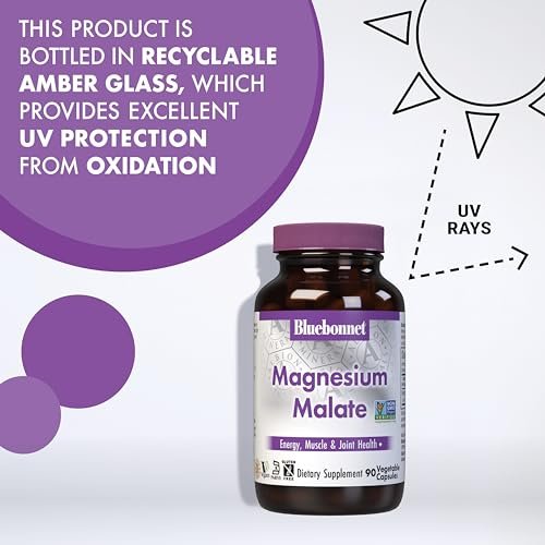 Bluebonnet Nutrition Magnesium Malat Kapseln – Unterstützt Energie, Muskel- und Gelenkgesundheit – Non-GMO, Vegan, Koscher, Glutenfrei, 90 Kapseln