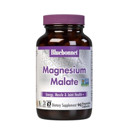 Bluebonnet Nutrition Magnesium Malat Kapseln – Unterstützt Energie, Muskel- und Gelenkgesundheit – Non-GMO, Vegan, Koscher, Glutenfrei, 90 Kapseln