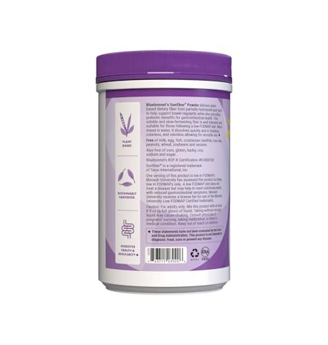 BlueBonnet Nutrition Sunfiber – 6 g pflanzliche präbiotische lösliche Ballaststoffe – Unterstützt die Verdauungsgesundheit* – Sofort löslich – Nicht-GVO, vegan, koscher, Low-FODMAP – Ungeschmackvoll, 7,4 OZ, 30 Portionen