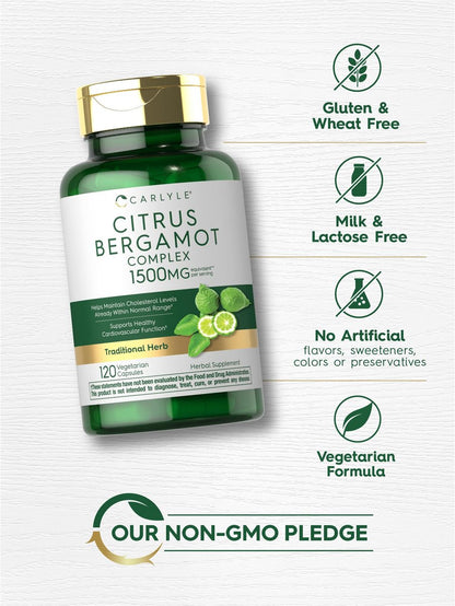 Carlyle Citrus Bergamot Komplex | 120 Kapseln | Nahrungsergänzungsmittel | Non-GMO, Glutenfrei