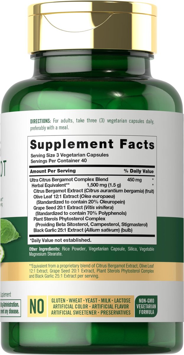 Carlyle Citrus Bergamot Komplex | 120 Kapseln | Nahrungsergänzungsmittel | Non-GMO, Glutenfrei