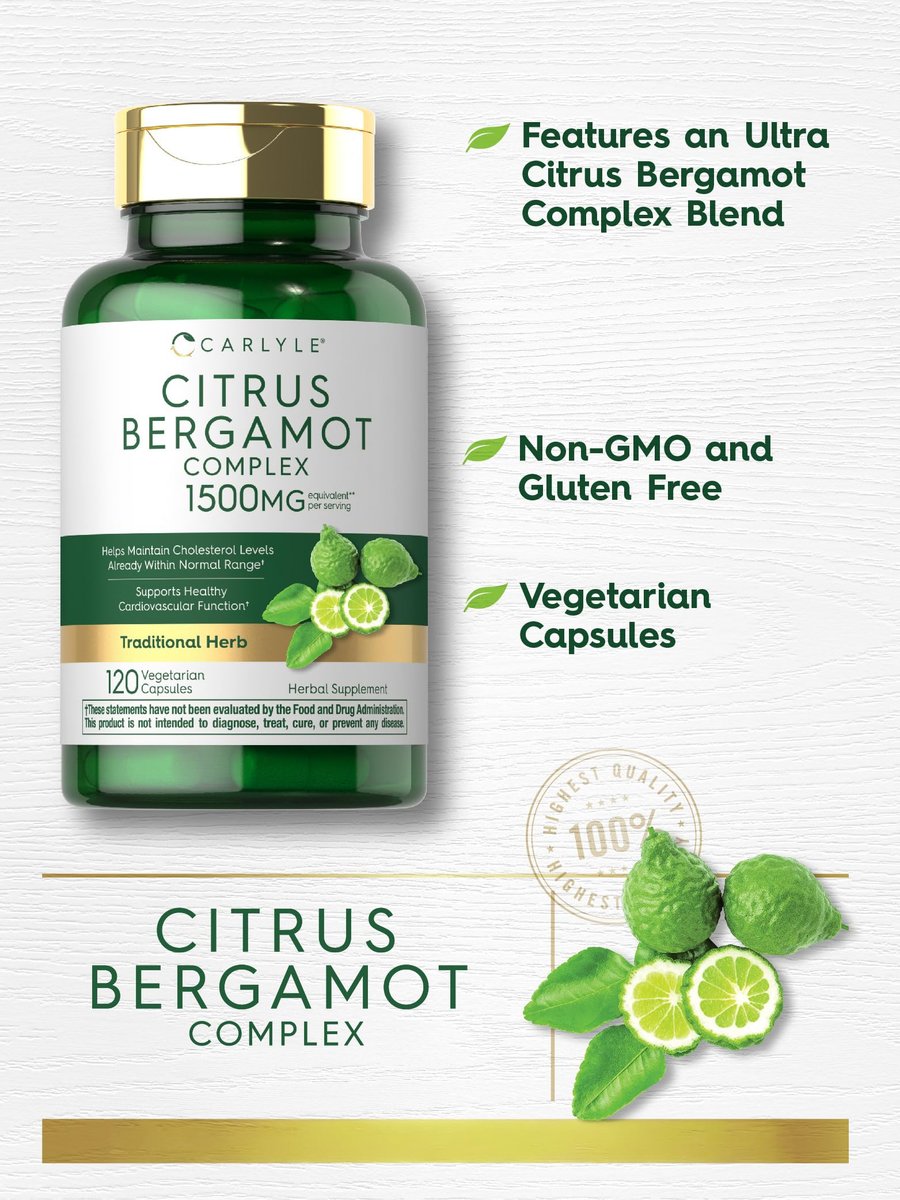 Carlyle Citrus Bergamot Komplex | 120 Kapseln | Nahrungsergänzungsmittel | Non-GMO, Glutenfrei