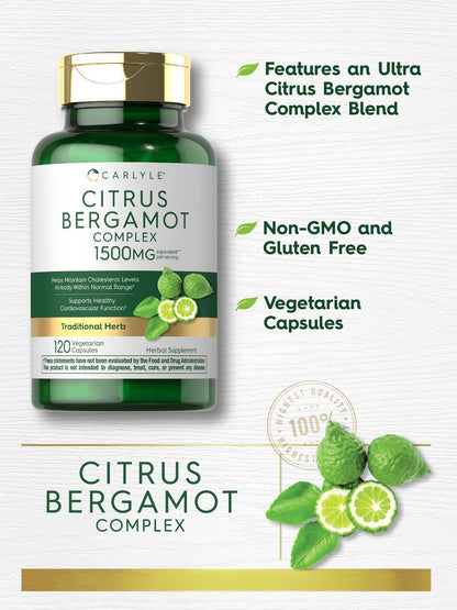 Carlyle Citrus Bergamot Komplex | 120 Kapseln | Nahrungsergänzungsmittel | Non-GMO, Glutenfrei