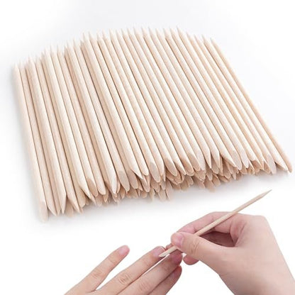 400 Stück orangefarbene Nagelhautstäbchen aus Holz, 11,4 cm, für Maniküre und Pediküre, Wachsstäbchen, hautfreundlich