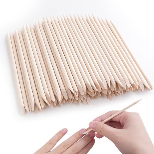 400 Stück orangefarbene Nagelhautstäbchen aus Holz, 11,4 cm, für Maniküre und Pediküre, Wachsstäbchen, hautfreundlich