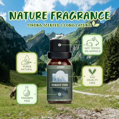SALUBRITO Nature Fragrance Öle Set – 6 Premium Duftöle für Diffuser, Kerzen & Seifen: Waldkiefer, Meeresbrise, Regen, Frisch geschnittenes Gras, Bergluft, Bambus – 2 Fl Oz (Packung mit 1)