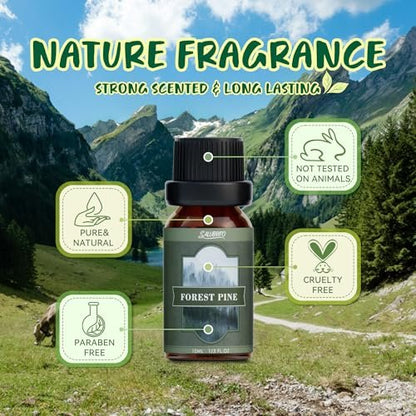 SALUBRITO Nature Fragrance Öle Set – 6 Premium Duftöle für Diffuser, Kerzen & Seifen: Waldkiefer, Meeresbrise, Regen, Frisch geschnittenes Gras, Bergluft, Bambus – 2 Fl Oz (Packung mit 1)