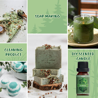 SALUBRITO Nature Fragrance Öle Set – 6 Premium Duftöle für Diffuser, Kerzen & Seifen: Waldkiefer, Meeresbrise, Regen, Frisch geschnittenes Gras, Bergluft, Bambus – 2 Fl Oz (Packung mit 1)