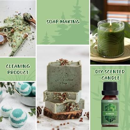 SALUBRITO Nature Fragrance Öle Set – 6 Premium Duftöle für Diffuser, Kerzen & Seifen: Waldkiefer, Meeresbrise, Regen, Frisch geschnittenes Gras, Bergluft, Bambus – 2 Fl Oz (Packung mit 1)