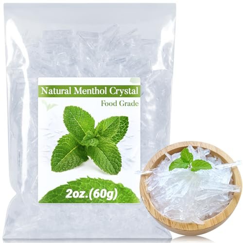 MAQIHAN 2oz Menthol Kristalle Bulk – Organische Mentholkristalle für Duschbomben, Aromatherapie, Vapo-Tabletten, Erkältungs- & Stauungslinderung, Pfefferminzöl-Herstellung