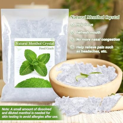 MAQIHAN 2oz Menthol Kristalle Bulk – Organische Mentholkristalle für Duschbomben, Aromatherapie, Vapo-Tabletten, Erkältungs- & Stauungslinderung, Pfefferminzöl-Herstellung