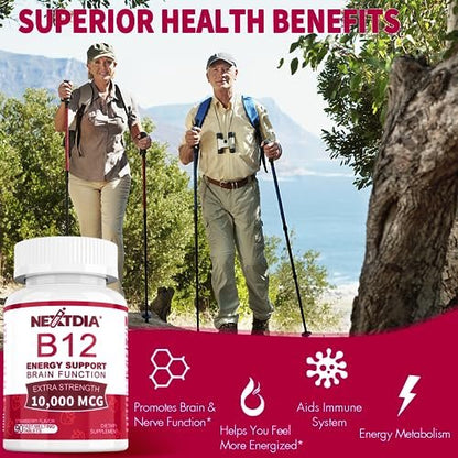 Vitamin B12, Methylcobalamin 10000 mcg, Aktive B12 Vitamine, Veganes Methyl-B12 für Energiestoffwechsel & Gehirngesundheit, Stärkt das Immunsystem, Natürlicher Erdbeergeschmack, Ohne Zucker, 90 schnell lösliche Tabletten