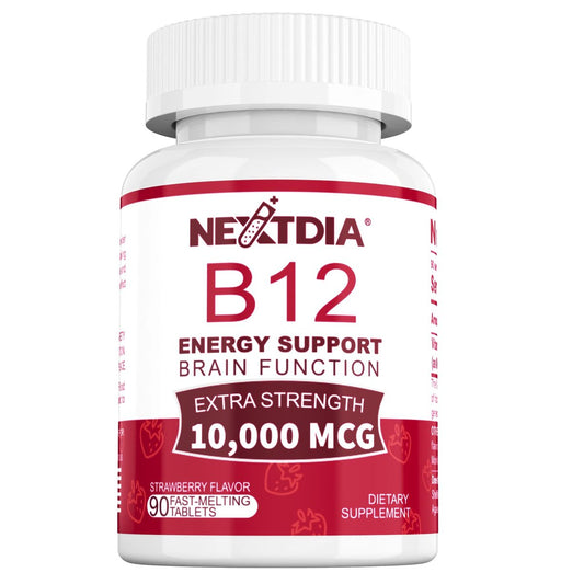 Vitamin B12, Methylcobalamin 10000 mcg, Aktive B12 Vitamine, Veganes Methyl-B12 für Energiestoffwechsel & Gehirngesundheit, Stärkt das Immunsystem, Natürlicher Erdbeergeschmack, Ohne Zucker, 90 schnell lösliche Tabletten