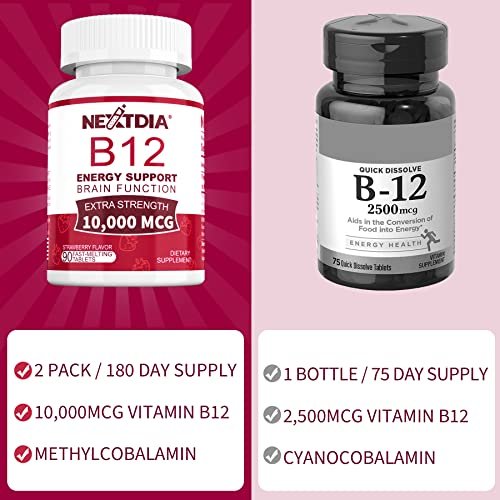 Vitamin B12, Methylcobalamin 10000 mcg, Aktive B12 Vitamine, Veganes Methyl-B12 für Energiestoffwechsel & Gehirngesundheit, Stärkt das Immunsystem, Natürlicher Erdbeergeschmack, Ohne Zucker, 90 schnell lösliche Tabletten