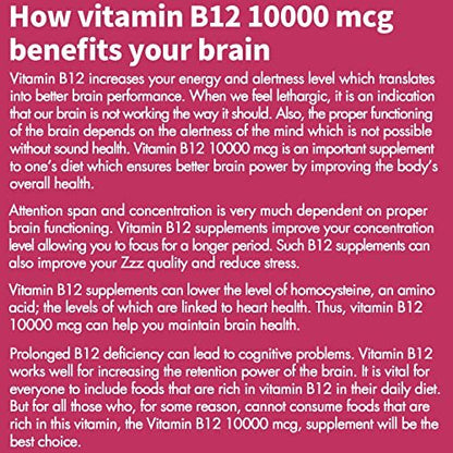 Vitamin B12, Methylcobalamin 10000 mcg, Aktive B12 Vitamine, Veganes Methyl-B12 für Energiestoffwechsel & Gehirngesundheit, Stärkt das Immunsystem, Natürlicher Erdbeergeschmack, Ohne Zucker, 90 schnell lösliche Tabletten