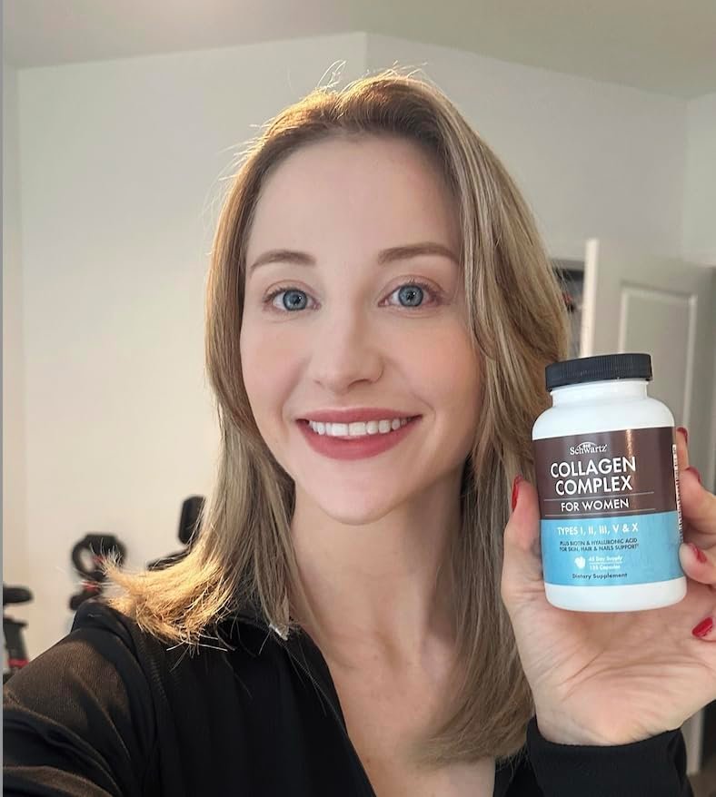 BioSchwartz Hydrolysiertes Multi-Kollagen mit Vitamin C, Biotin, Keratin und Hyaluronsäure – 135 Kapseln für Haut, Haare und Nägel