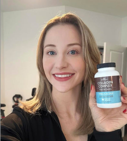 BioSchwartz Hydrolysiertes Multi-Kollagen mit Vitamin C, Biotin, Keratin und Hyaluronsäure – 135 Kapseln für Haut, Haare und Nägel