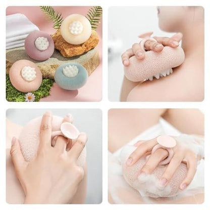 2-in-1 Sonnenblumen-Duschschwamm – Superweicher Badeschwamm mit Saugnapf, Peeling-Bürste für Rücken und Körper, für Damen und Herren, Beige