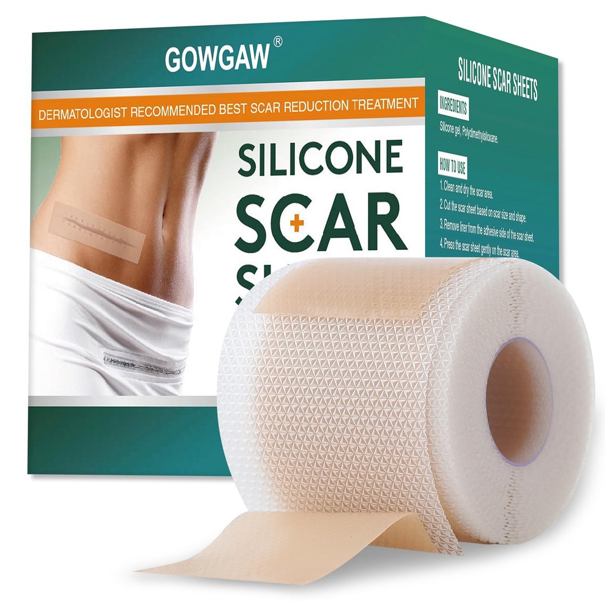 Medizinisches Silikon-Narbenpflaster, Silikon-Narbenband (1,6 Zoll x 60 Zoll Rolle – 1,5 m), professionelle Narbenentfernungsbehandlung, wiederverwendbarer Silikon-Narbenstreifen für Keloid, Kaiserschnitt, Operationen, Verbrennungen, Akne usw.