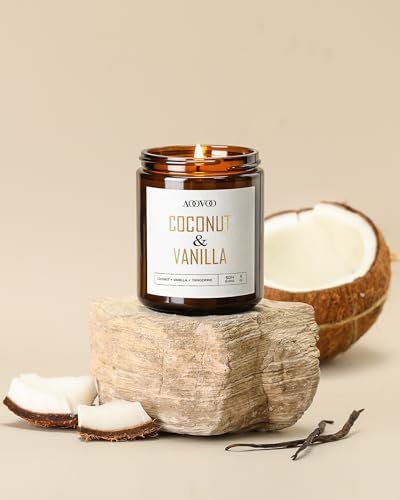 AOOVOO Kokos-Vanille Kerze – 9 oz Duftkerze aus Sojawachs für Aromatherapie und Wohlfühlen