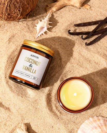 AOOVOO Kokos-Vanille Kerze – 9 oz Duftkerze aus Sojawachs für Aromatherapie und Wohlfühlen