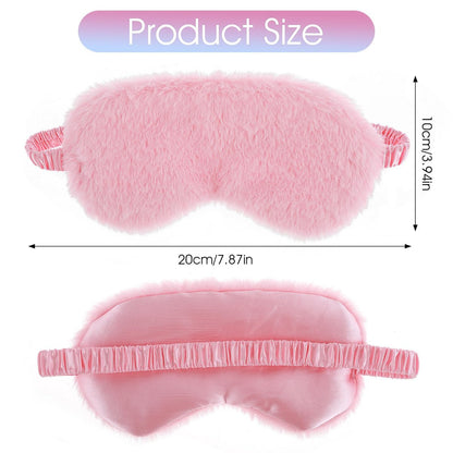 2er-Set Plüsch-Flaum-Augenmaske – Weiche Schlafmaske aus Satin und Kunstfell für Damen und Herren (Weiß & Rosa)