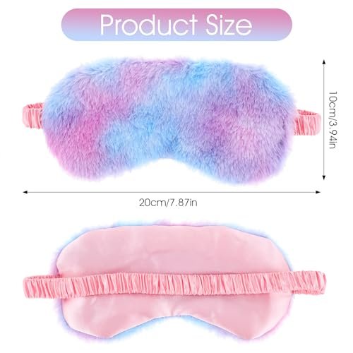 2er-Pack Plüsch Schlafmaske - Flauschige Augenmaske aus Samt, Regenbogen-Fellimitat für Damen, Herren und Kinder, Bequem für Reisen und Nickerchen