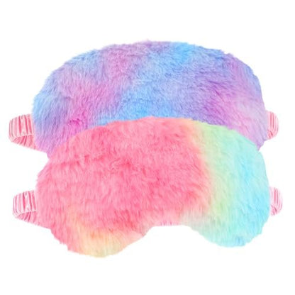 2er-Pack Plüsch Schlafmaske - Flauschige Augenmaske aus Samt, Regenbogen-Fellimitat für Damen, Herren und Kinder, Bequem für Reisen und Nickerchen