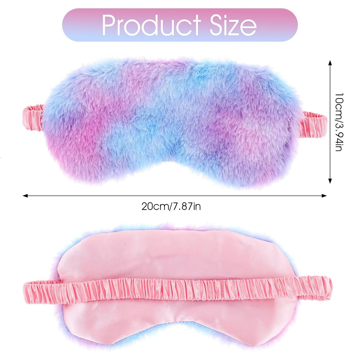 2er-Pack Plüsch Schlafmaske - Flauschige Augenmaske aus Samt, Regenbogen-Fellimitat für Damen, Herren und Kinder, Bequem für Reisen und Nickerchen