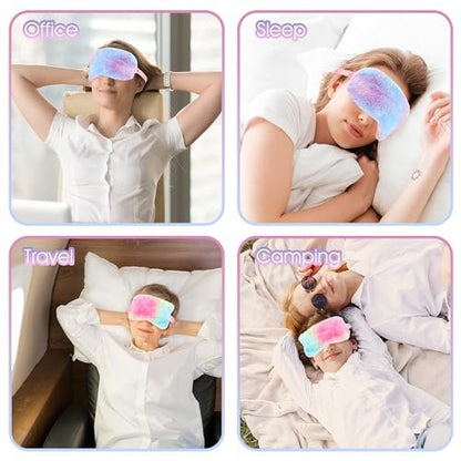 2er-Pack Plüsch Schlafmaske - Flauschige Augenmaske aus Samt, Regenbogen-Fellimitat für Damen, Herren und Kinder, Bequem für Reisen und Nickerchen