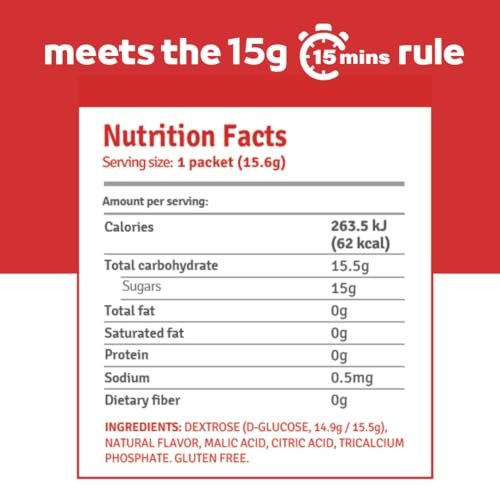 Elovate 15 Schnell wirkende Glukosepulver-Päckchen, Erdbeere – Sofortige Auflösung, kein Wasser nötig | 15 g reine Dextrose | Wasserfeste SlimPaks | Hergestellt in den USA | Glutenfrei (12er-Pack)