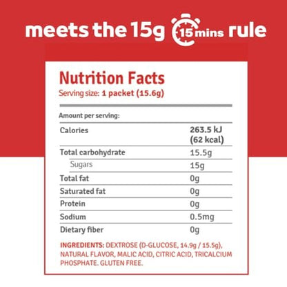 Elovate 15 Schnell wirkende Glukosepulver-Päckchen, Erdbeere – Sofortige Auflösung, kein Wasser nötig | 15 g reine Dextrose | Wasserfeste SlimPaks | Hergestellt in den USA | Glutenfrei (12er-Pack)